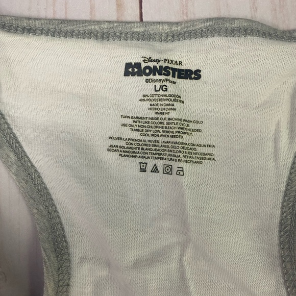 Monsters Inc Disney Pixar Racerback Crop Tank sz Large Sulley Mike Wazowski - Picture 4 of 4